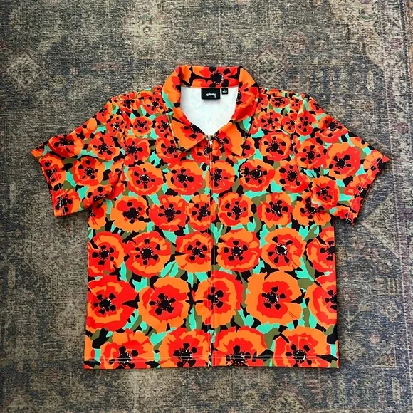 Stussy Tops Stussy Full Zip Poppy Shirt Poshmark